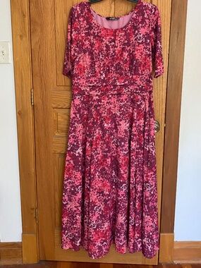 eShakti Size 18 Pink & Purple Ditsy Floral Dress